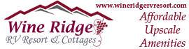 Ad for Wine Ridge RV Resort & Cottages