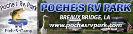 Ad for Poche's RV Park and Fish-N-Camp