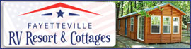 Ad for Fayetteville RV Resort & Cottages