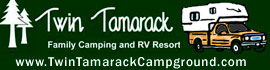 Ad for Twin Tamarack Family Camping & RV Resort