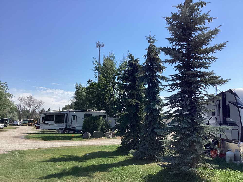 A row or gravel RV sites at SNAKE RIVER RV PARK AND CAMPGROUND