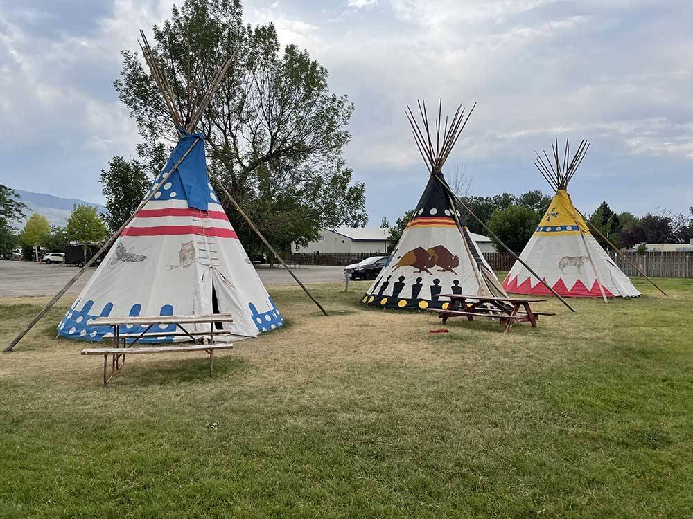 Tee-pees set up on campsite at PONDEROSA CAMPGROUND