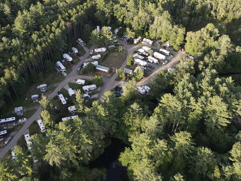 Aerial view of the campground at FIELD & STREAM RV PARK