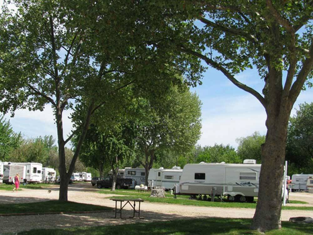 Trailers camping at campsite at CALDWELL CAMPGROUND & RV PARK