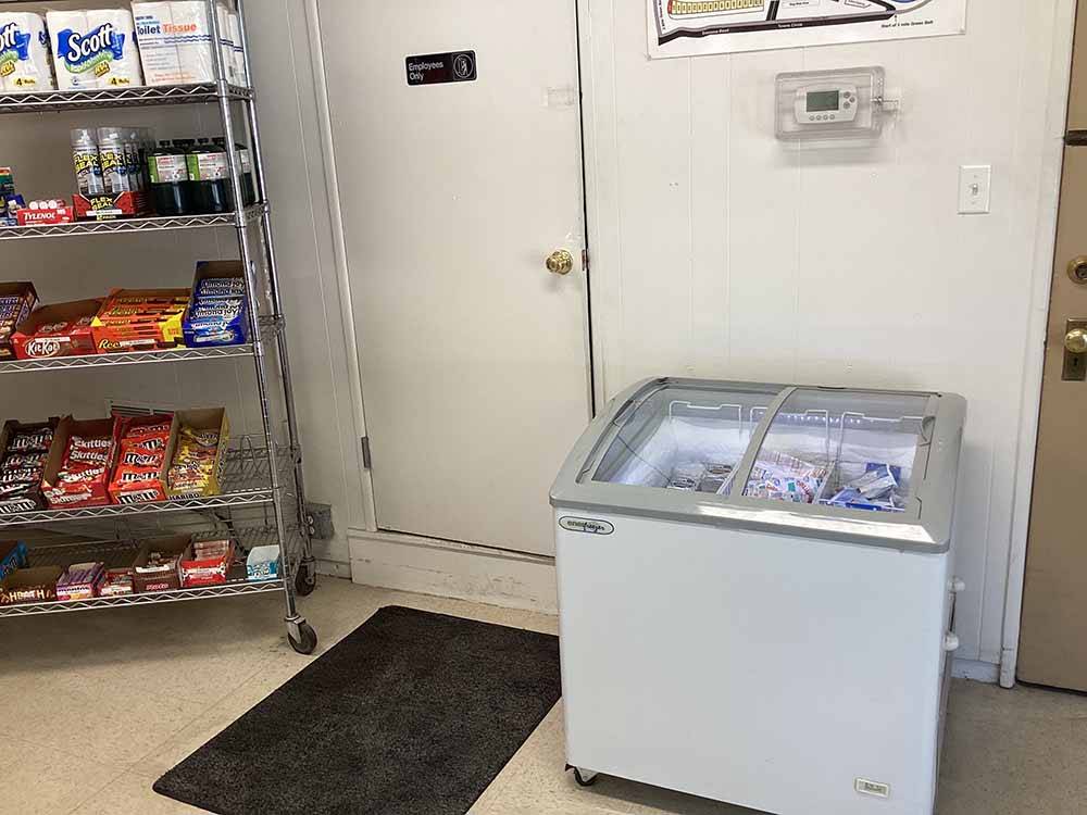 The floor freezer in the general store at CALDWELL CAMPGROUND & RV PARK