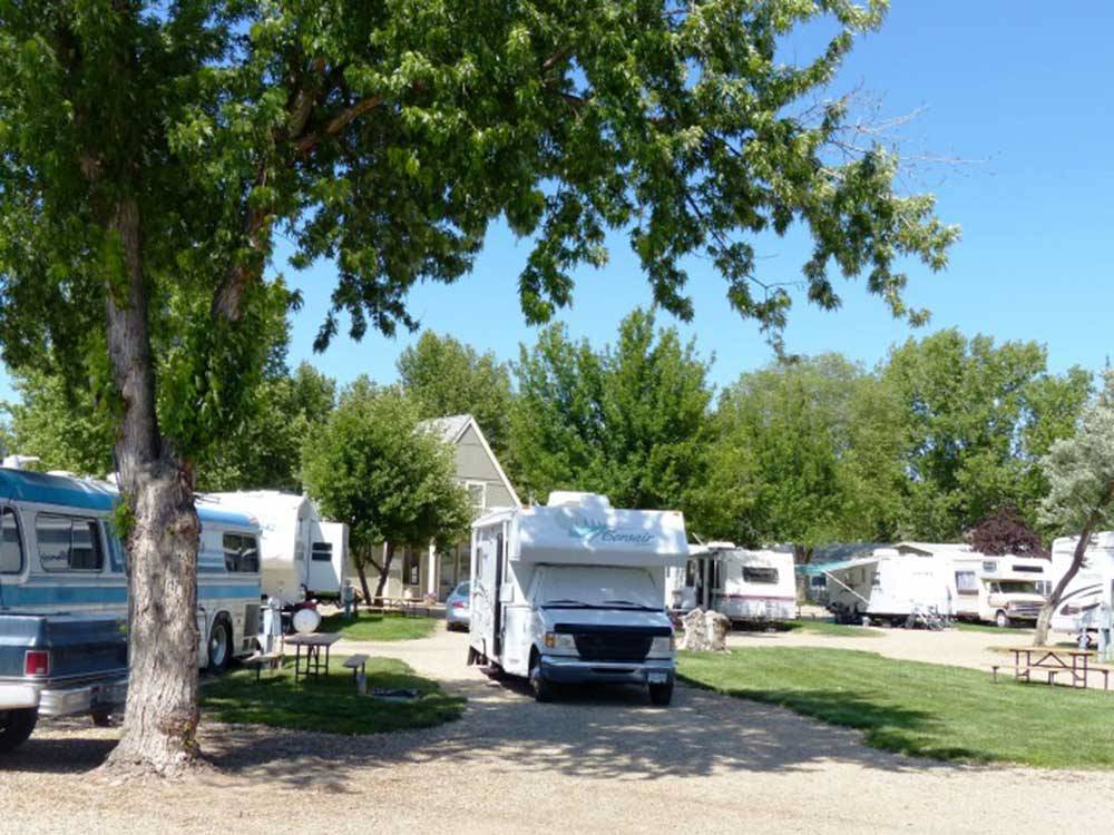RVs and truck and trailers camping at CALDWELL CAMPGROUND & RV PARK