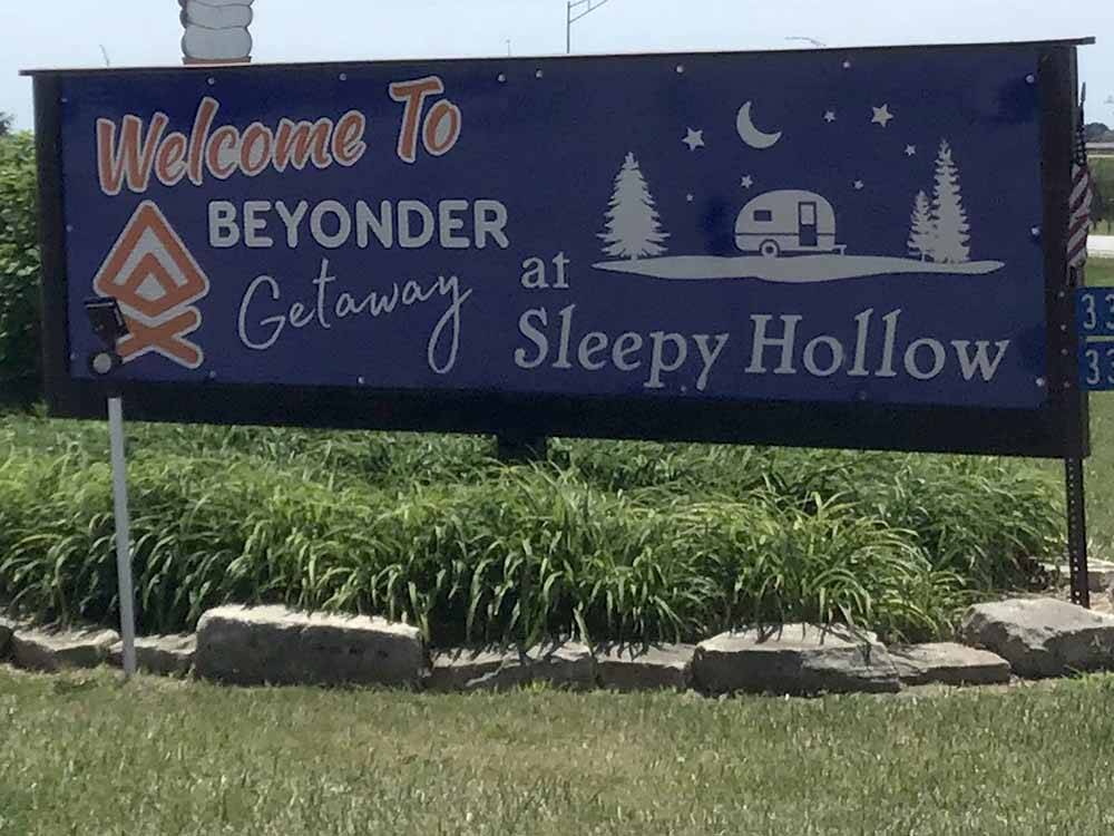 Welcome sign at park entrance at BEYONDER GETAWAY AT SLEEPY HOLLOW