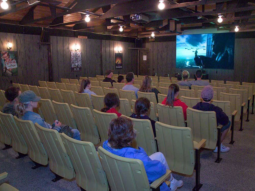 Indoor movie theater at LAKE GEORGE RV PARK
