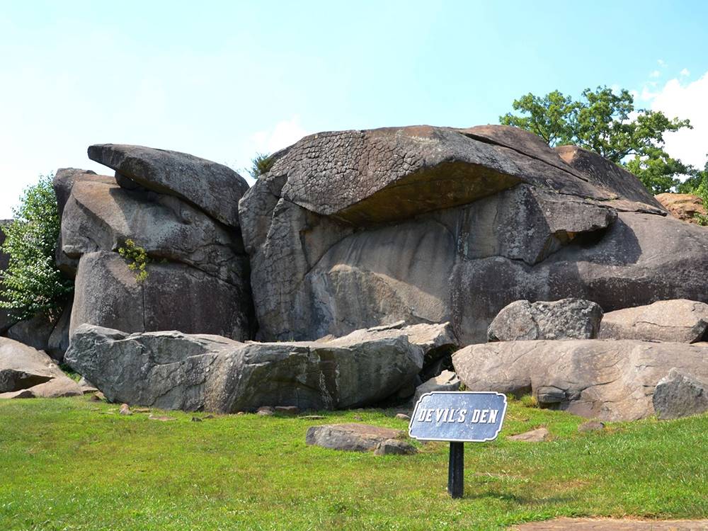 Devil's Den rocks in Gettysburg at GETTYSBURG CAMPGROUND