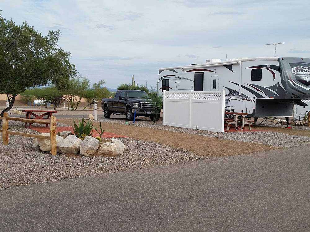 Truck and trailer camping at PICACHO PEAK RV RESORT