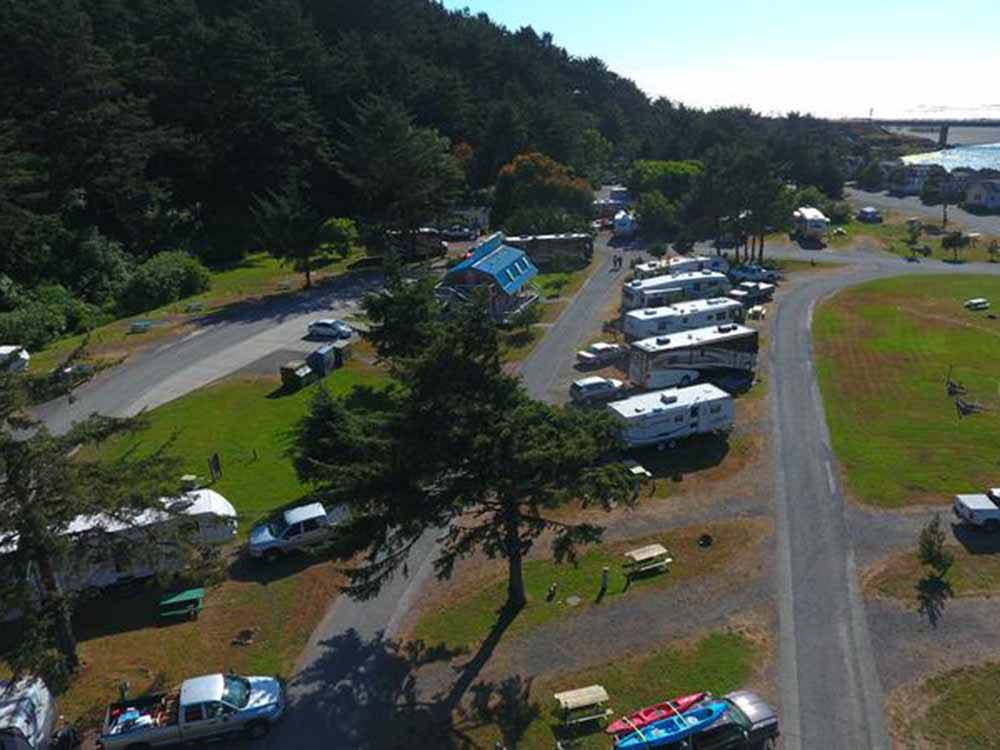 An aerial view of the campsites at TURTLE ROCK RV RESORT