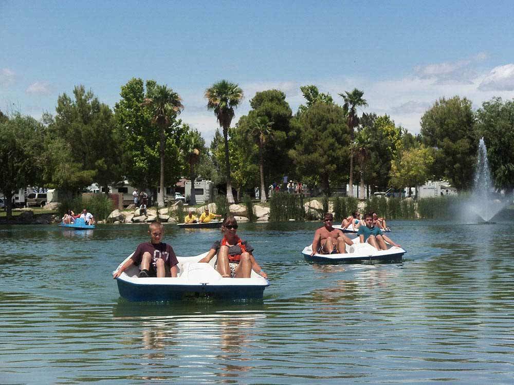 Paddle boats on lake at LAKESIDE CASINO & RV PARK