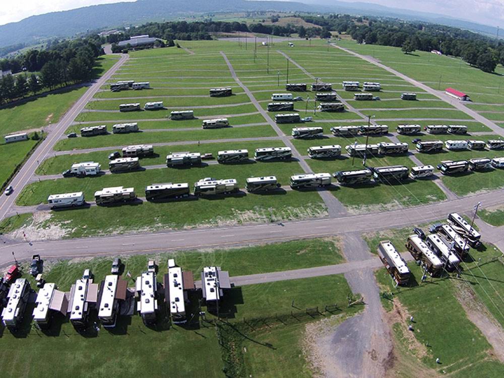 Magnificent aerial view over campground at STATE FAIR OF WEST VIRGINIA CAMPGROUND