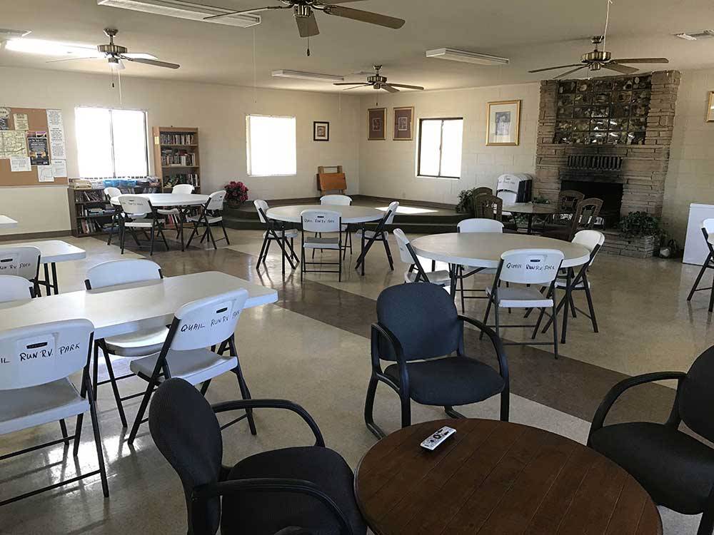 Dining area with sound stage at QUAIL RUN RV PARK
