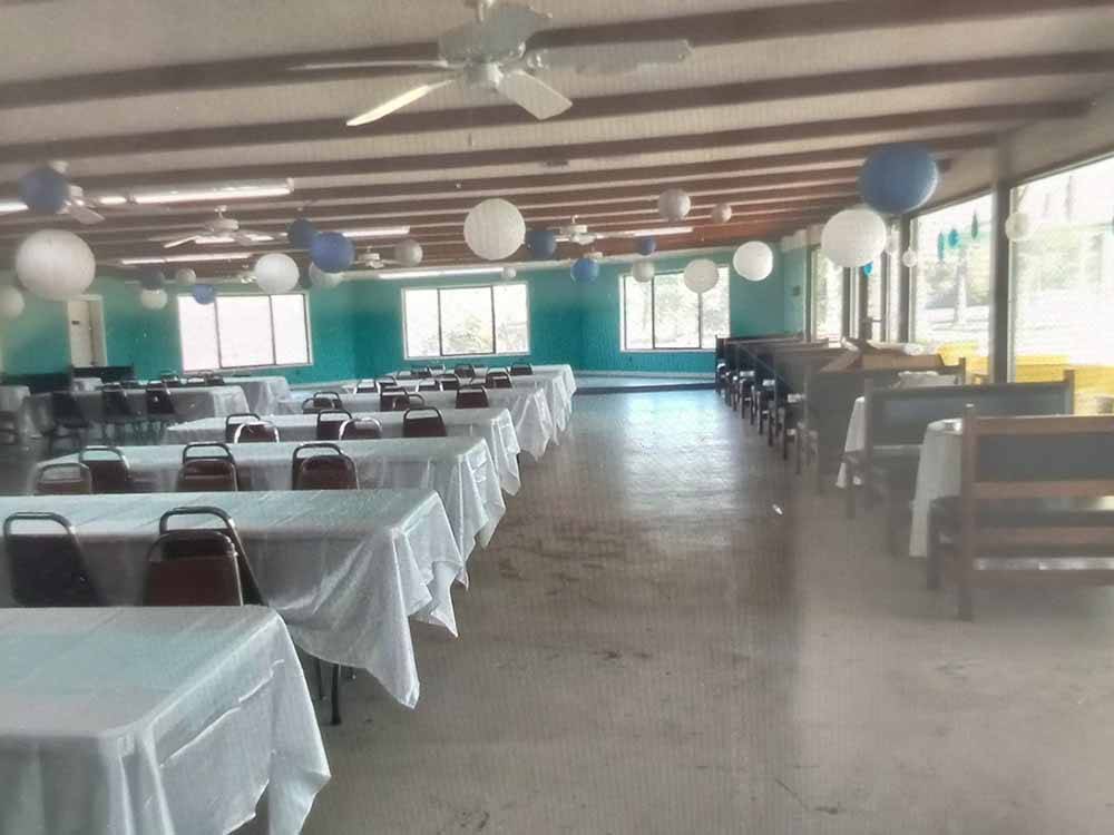 The recreation hall set up for a party at CECIL BAY RV PARK