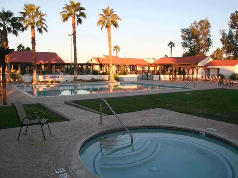 Swimming pool and hot tub at INDIAN WATERS RV RESORT & COTTAGES