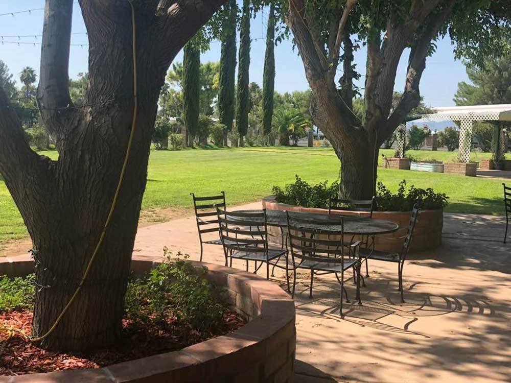 Patio area with seating at THE RV PARK AT THE PIMA COUNTY FAIRGROUNDS