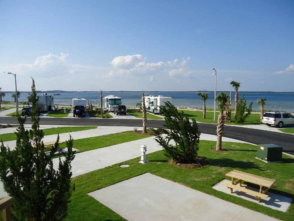 RVs and campers with ocean view at PENSACOLA BEACH RV RESORT
