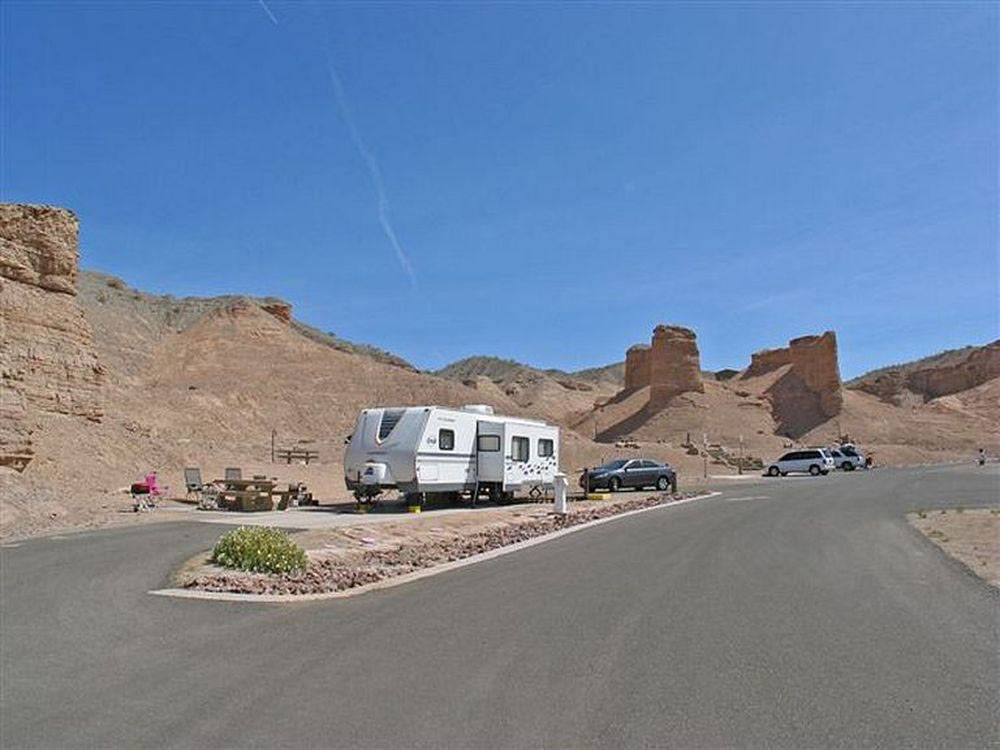 Trailer camping at campsite at WILLOW BEACH MARINA & CAMPGROUND