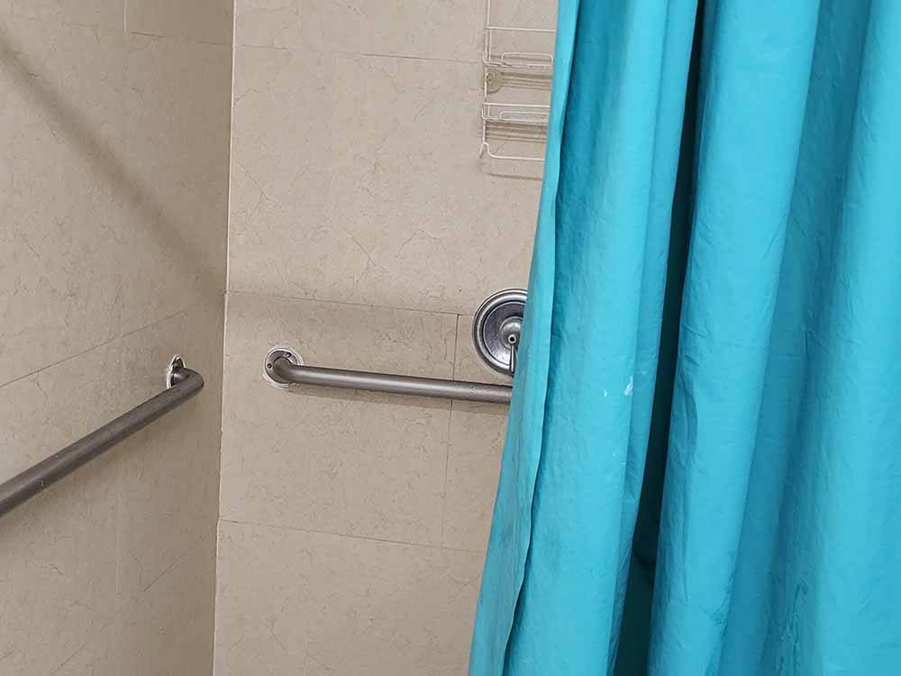 The inside of the shower at BEAVER RUN RV PARK
