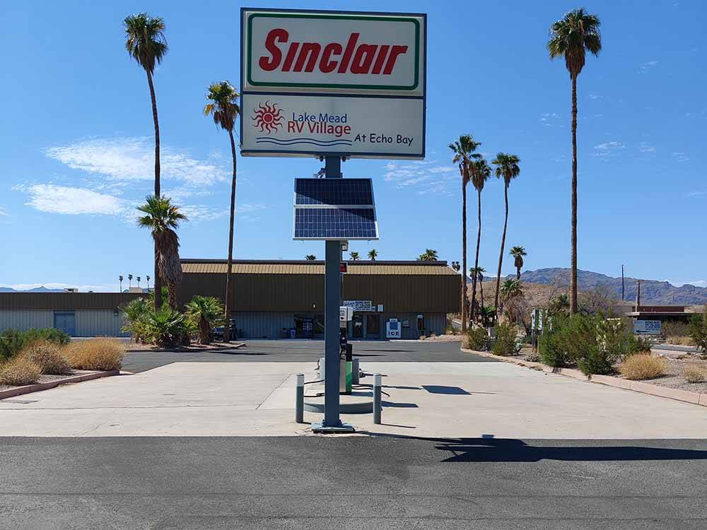 A Sinclair gas and campground sign  at LAKE MEAD RV VILLAGE AT ECHO BAY