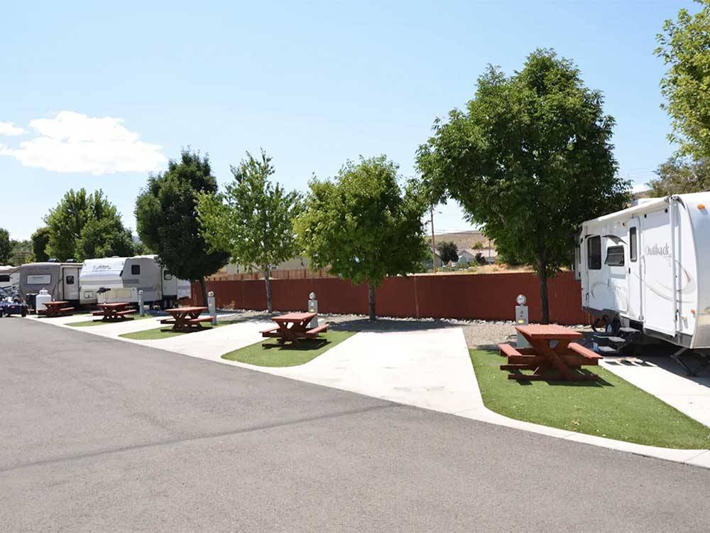 Open RV spaces with picnic tables at DAYTON RV PARK