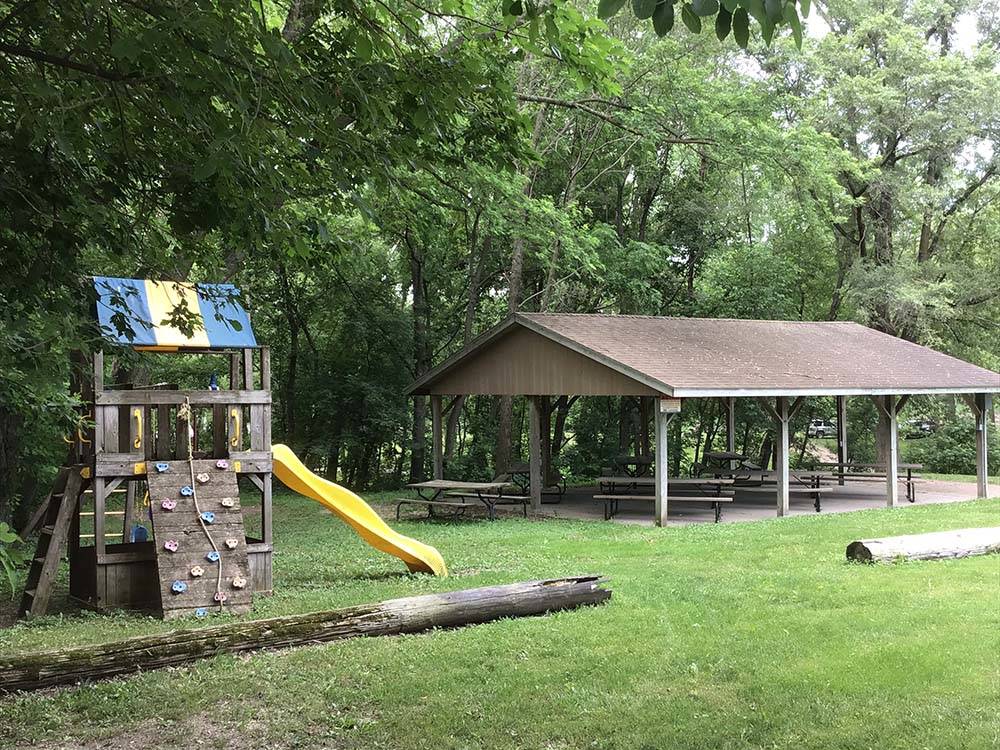 Playground and pavilion at R CAMPGROUND