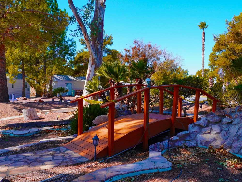 A wooden walking bridge at PREFERRED RV RESORT