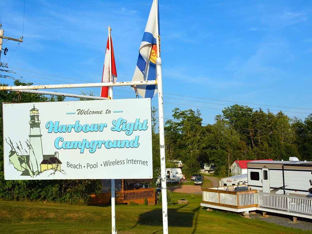 The front entrance sign at HARBOUR LIGHT TRAILER COURT & CAMPGROUND