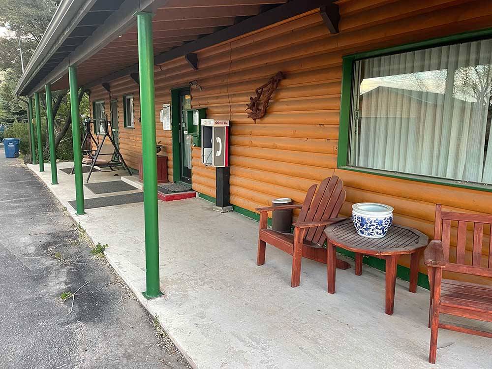 The porch on the main building at WAGONS WEST RV PARK AND CAMPGROUND