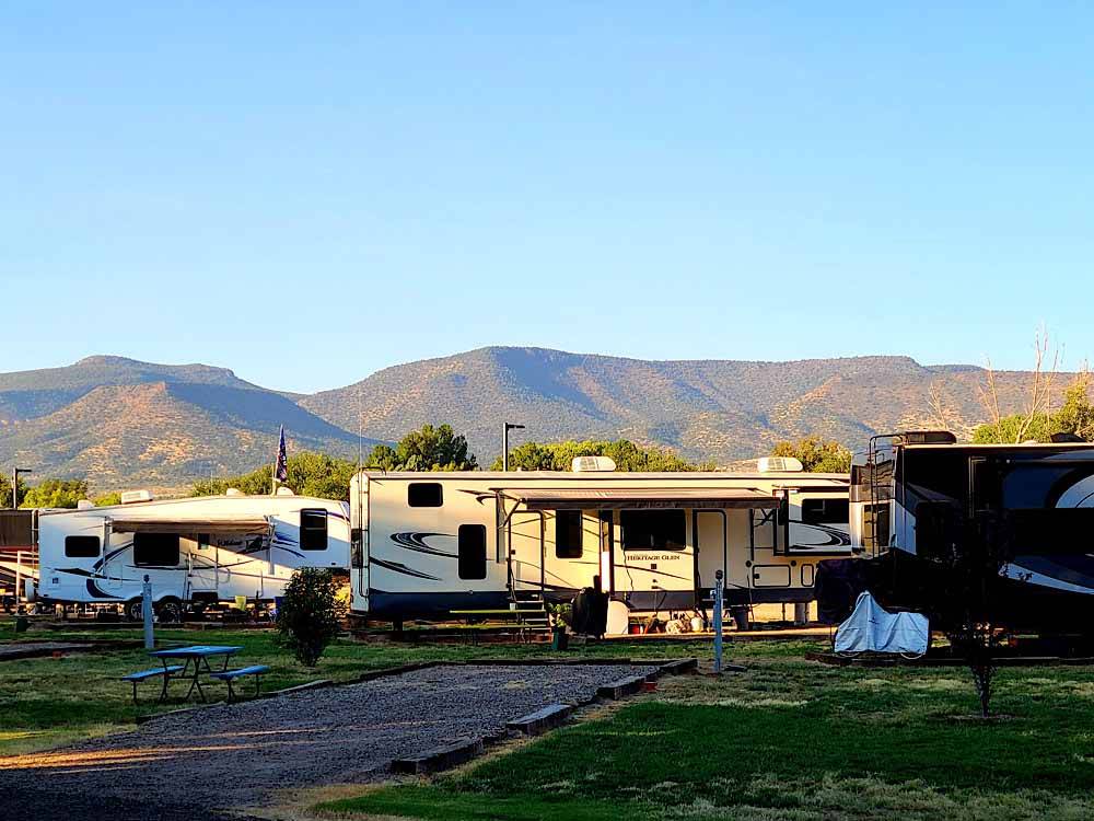 Some of the campsites at VERDE RIVER RV RESORT & COTTAGES