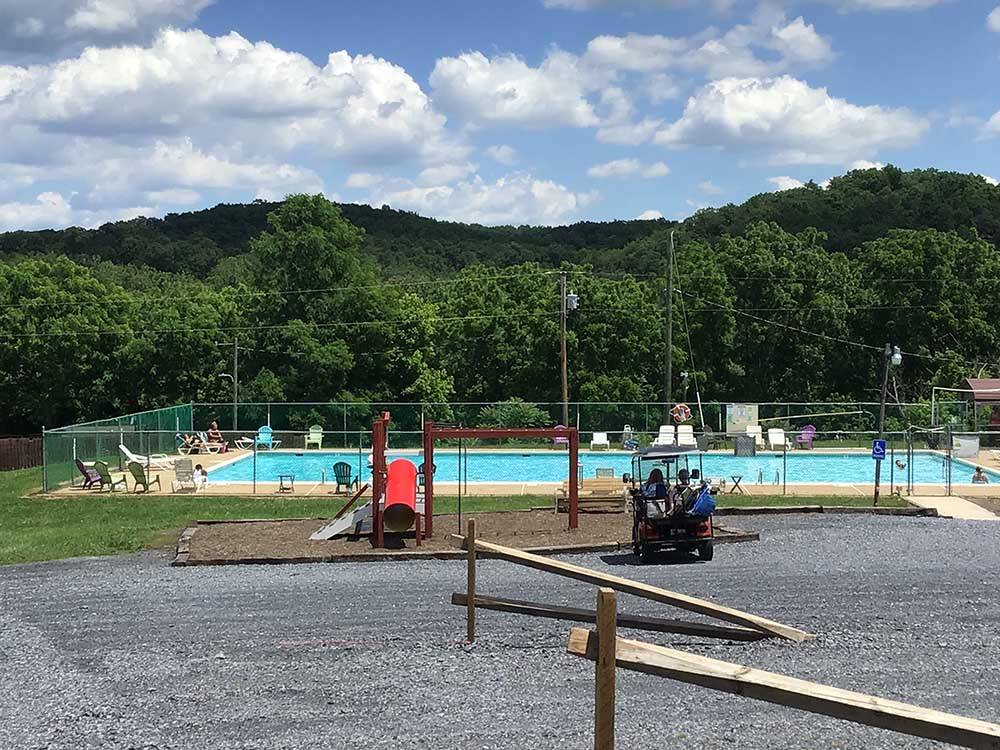 The swimming pool area at NORTH FORK RESORT