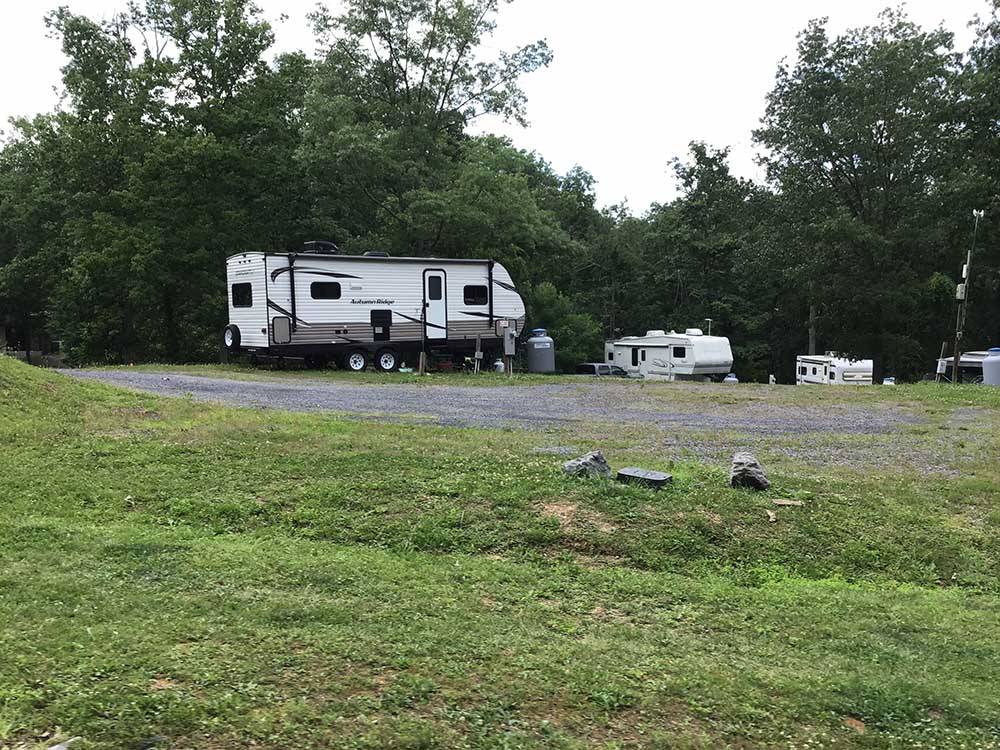 A group of gravel RV sites at NORTH FORK RESORT