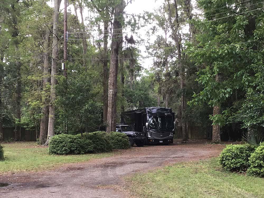 A motorhome under a group of trees at BILTMORE RV PARK
