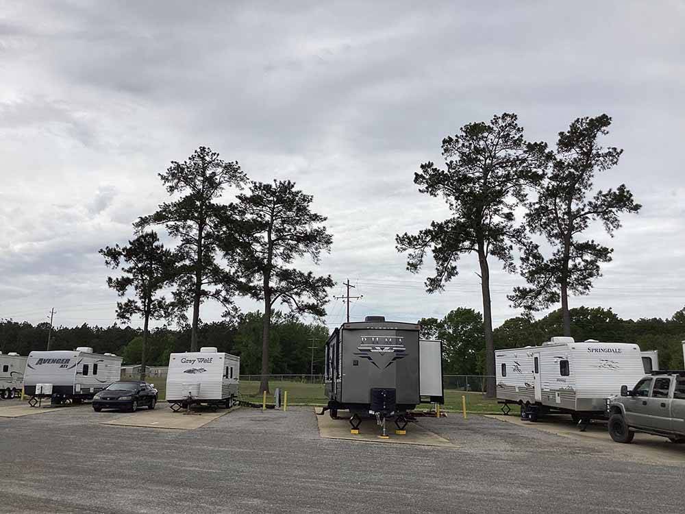 A row of paved RV sites at LINCOLN CIVIC CENTER RV PARK