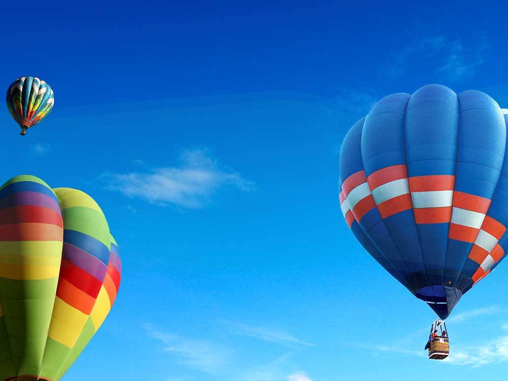 Hot air balloons flying on clear day at PAHRUMP NEVADA