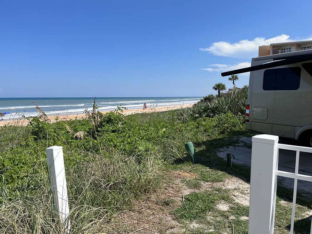 RV sites overlooking the ocean at CORAL SANDS OCEANFRONT RV RESORT