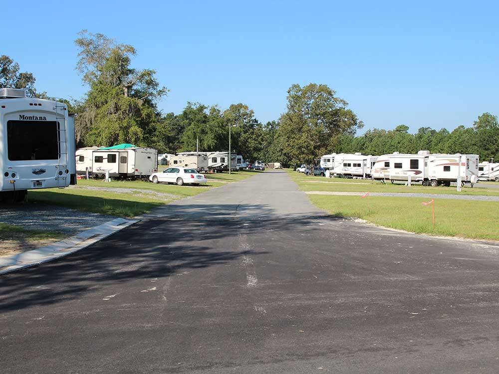 The road looking down the campground at VALDOSTA OAKS RV PARK