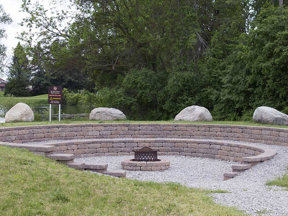 Large area for gathering around fire pit at SOARING EAGLE HIDEAWAY RV PARK