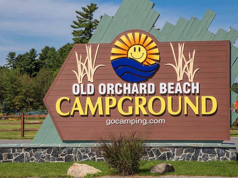 The front entrance sign at OLD ORCHARD BEACH CAMPGROUND