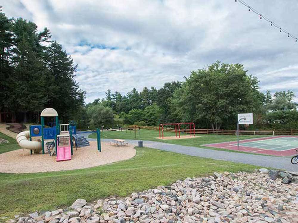 Playground and basketball court at OLD ORCHARD BEACH CAMPGROUND