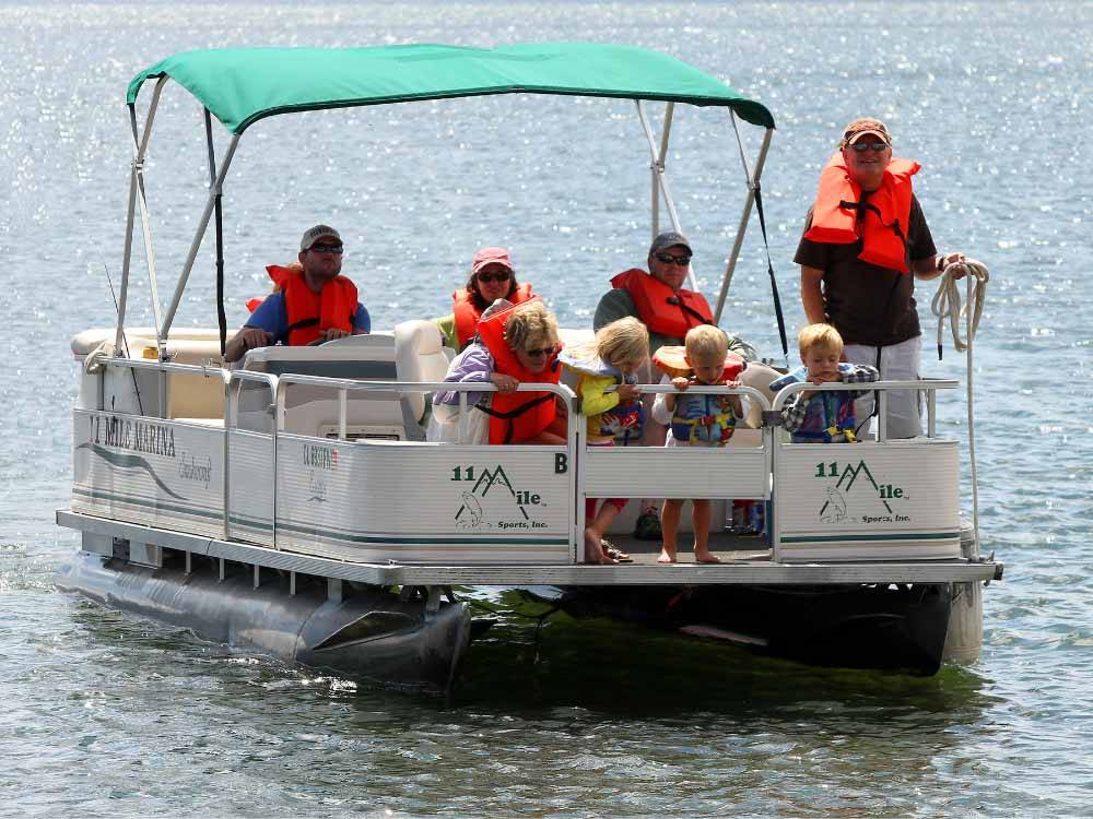 People on a pontoon boat at COLORADO PARKS & WILDLIFE