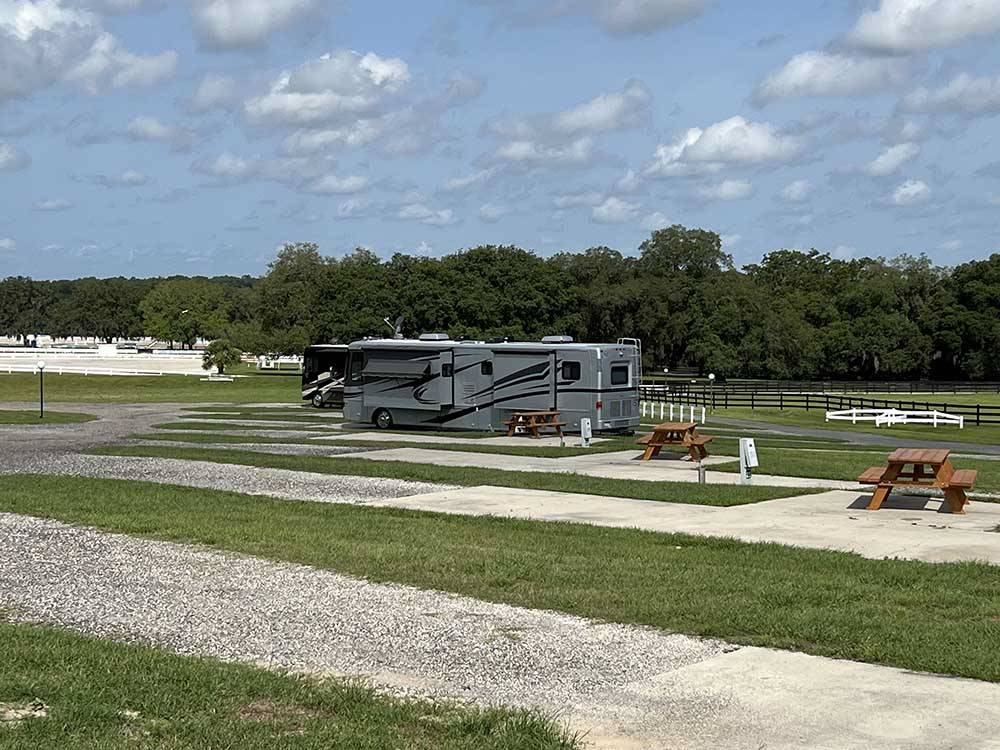 Open campsites with motorhome parked on-site at GRAND OAKS RESORT