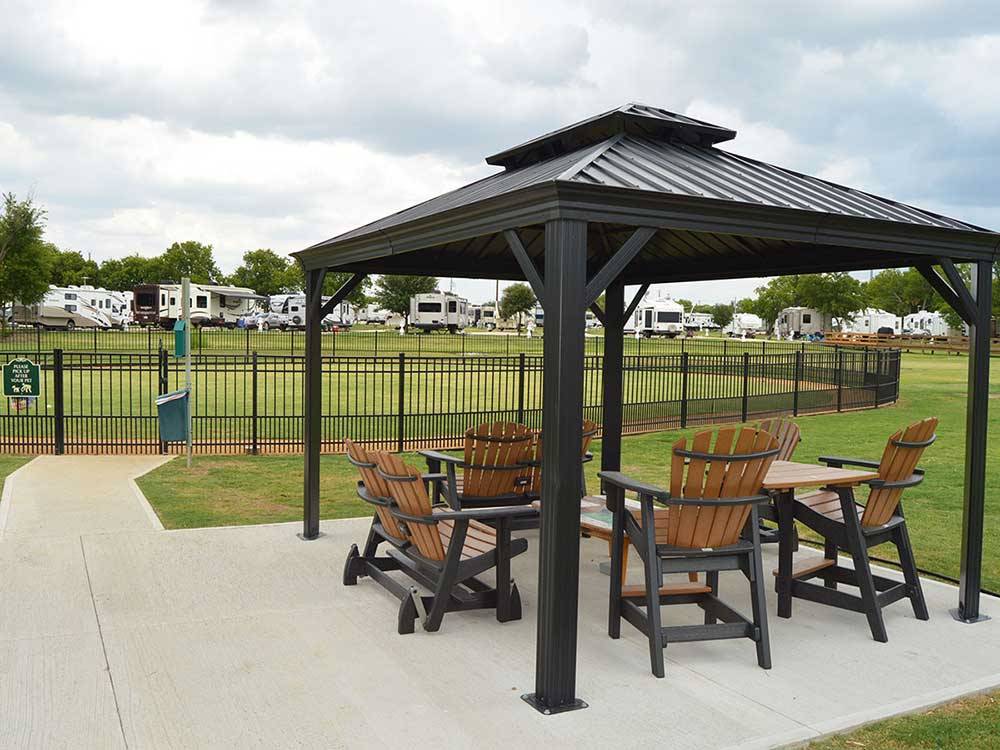 Patio area with outdoor seating at SHADY CREEK RV PARK AND STORAGE