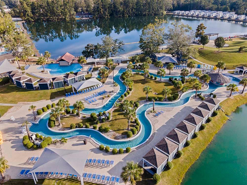 Aerial view of the lazy river at SUN OUTDOORS NEW ORLEANS NORTH SHORE