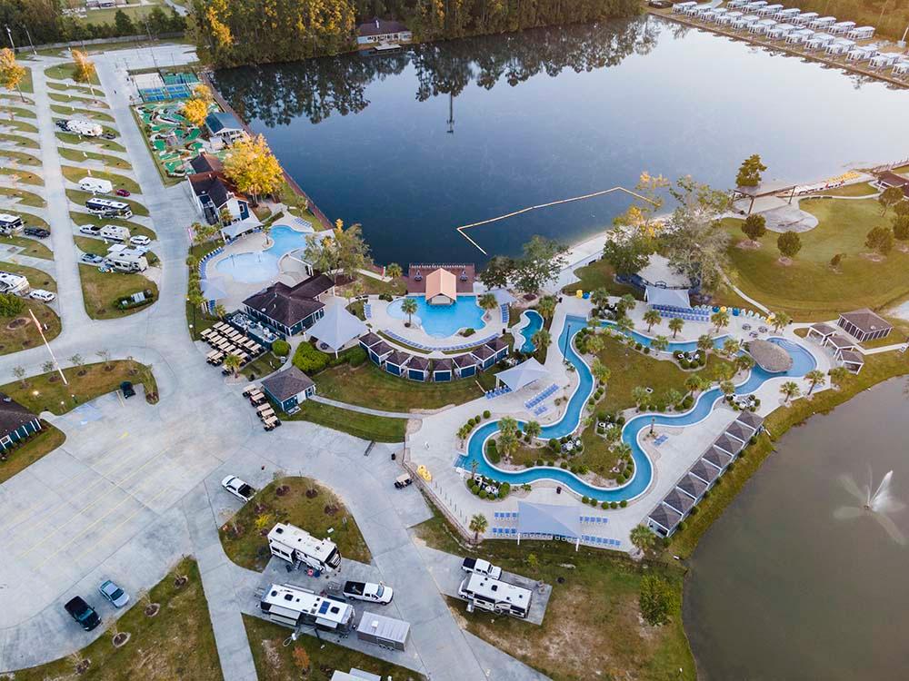 Aerial view of entire campground at SUN OUTDOORS NEW ORLEANS NORTH SHORE