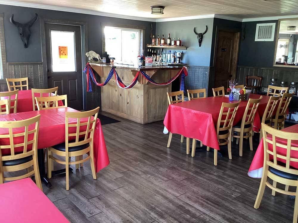Dining area decorated for event at ROLLINS RV PARK & RESTAURANT