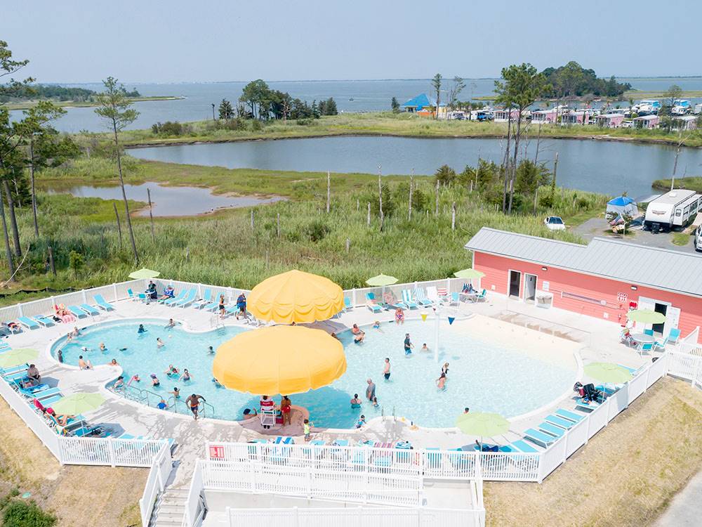 An aerial view of the swimming pool at SUN OUTDOORS REHOBOTH BAY