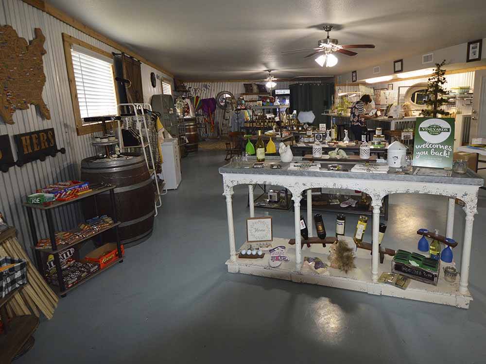Inside of the general store at THE VINEYARDS OF FREDERICKSBURG RV PARK