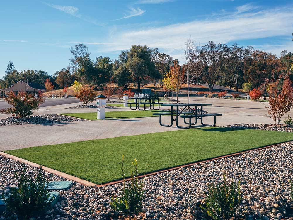 Campground with picnic tables at THE RV PARK AT BLACK OAK CASINO RESORT